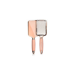 Navaris Paddle Brush Large Detangling Styling Hairbrush for All Hair Types with Conforming Comfort Gel Handle Metallic Rose Gold