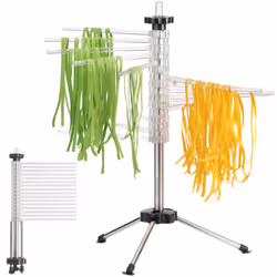 Navaris Collapsible Pasta Drying Rack - Tall Compact Spaghetti Noodle Stand with 16 Plastic Rods - Fresh Pasta Making Accesso ...