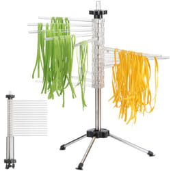 Navaris Collapsible Pasta Drying Rack - Tall Compact Spaghetti Noodle Stand with 16 Plastic Rods - Fresh Pasta Making Accessories - up to 2 kg (4.5 lb
