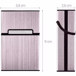 kwmobile Cigarette Case Box Holder - Aluminum Case for Cigarettes with Magnetic Flip Top Closure - Rose Gold