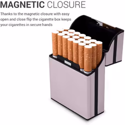 kwmobile Cigarette Case Box Holder - Aluminum Case for Cigarettes with Magnetic Flip Top Closure - Rose Gold