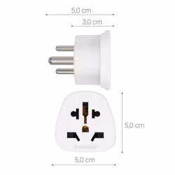 2x Travel Adapter Type D - Universal Travel Adapter to Type D Socket for Holidays in India, Sri Lanka, Nepal, UAE, Nigeria - White 2-Pack