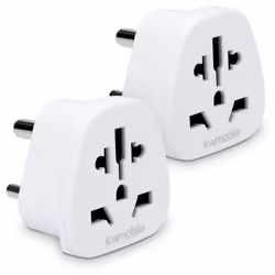 2x Travel Adapter Type D - Universal Travel Adapter to Type D Socket for Holidays in India, Sri Lanka, Nepal, UAE, Nigeria - White 2-Pack