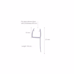 Shower Screen Door Seal - Replacement PVC Splash Guard Seal Strip for 8mm Glass Shower Door with 180 Degree Fin Seal -