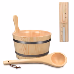 Navaris Wooden Sauna Bucket with Ladle - Essential Spa Accessory for S