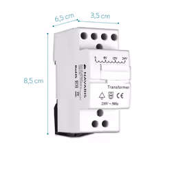 Door Bell Transformer 8V 12V 24V - for Wired Doorbell Chimes - DIN Rail Mountable 8VA 230V Mains Converter 8/12/24 Volts Output - White