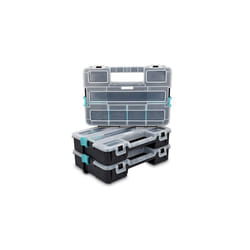 Plastic Storage Box - Stackable Organizer Case with Adjustable and Removable Divider Compartment for Tools, Small Items, Jewelry - 3 Boxes