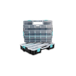 Plastic Storage Box - Stackable Organizer Case with Adjustable and Removable Divider Compartment for Tools, Small Items, Jewelry - 2 Boxes
