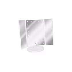 LED Foldable Cosmetic Mirror 2x 3x Magnifying Vanity Mirror Stand Tray Easy Storage Lighted Makeup Mirror Matte White