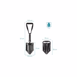 Navaris Foldable Emergency Survival Shovel - Compact Multifunctional Folding Shovel with Carrying Bag for Camping, Hiking, Trekking, Car - 21x14.