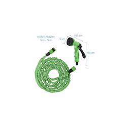 Navaris 15m Expandable Garden Hose - Flexible Water Pipe with 7 Pattern Spray Gun - No Kink Lightweight Hose for Washing Car, Gardening - Medium