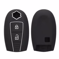 Key Cover Compatible with Suzuki Sport 2 Button Car Key Keyless Go - Soft Silicone Car Key Fob Holder Protector Case - Black/ ...