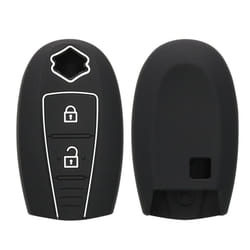 Key Cover Compatible with Suzuki Sport 2 Button Car Key Keyless Go - Soft Silicone Car Key Fob Holder Protector Case - Black/White