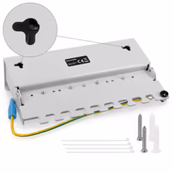 Cat6 Patch Panel - Shielded Distributor Distribution Bay Field for Cat 6 Cable Network with Ground Wire in Grey - 8 Port