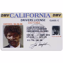 Pulp Fiction Bad Mother er Wallet Set with Jules Winnfield Driving Licence Replica Brown Leather Embroidered Wallet