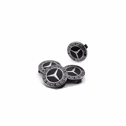 MERCEDES BENZ WHEEL CENTRE CAPS 75MM BADGES BLACK HUB EMBLEM 4 PC