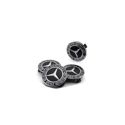 MERCEDES BENZ WHEEL CENTRE CAPS 75MM BADGES BLACK HUB EMBLEM 4 PC