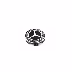 MERCEDES BENZ WHEEL CENTRE CAPS 75MM BADGES BLACK HUB EMBLEM 4 PC