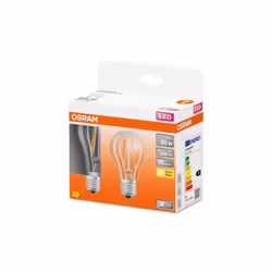 Osram LED 60W Filament Glass GLS ES Bulb | Clear [2-Pack] - Warm White