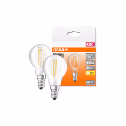 Osram LED 40W Filament Glass SES Bulb | Mini Globe | Clear [2-Pack]