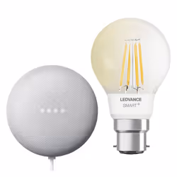 Ledvance LV542723 Google Nest Mini & Ledvance Smart+ Bluetooth B22D Filament Bulb Bundle UK Plug