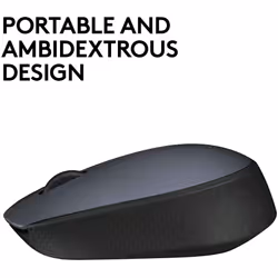 Logitech M170 Wireless Mouse, 2.4 GHz with USB Nano Receiver, Optical Tracking, 12-Months Battery Life, Ambidextrous, PC / Mac / Laptop - Grey