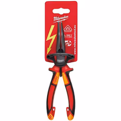Milwaukee 932464565 VDE Long 45° Round Nose Pliers 205mm, Red