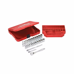 Milwaukee Hand Tools 1/4in Ratcheting Socket Set Metric, 28 Piece