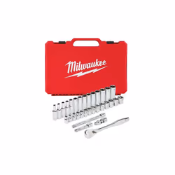 Milwaukee Hand Tools 3/8in Ratcheting Socket Set Metric, 32 Piece