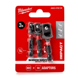 MILWAUKEE 4932479228 Square Adapter Bit Set 3 1/2, 1/4, 3/8 Tool Steel