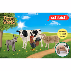 Schleich FARM WORLD - Starter Set  includes 4 x Collectible Toy Farm Animals  Cow  Sheep  Donkey Foal and Rooster Farm Animal Toys for Kids - Additional view 4