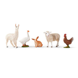 Schleich Farm World 5Piece Farm Animal Toy Set Including Cute Llama  Rabbit  Sheep  Hen and Goose Animal Toys for Toddlers & Kids Ages 3+