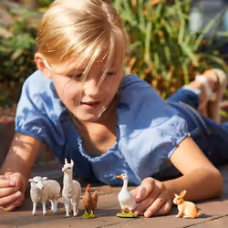 Schleich Farm World 5Piece Farm Animal Toy Set Including Cute Llama  Rabbit  Sheep  Hen and Goose Animal Toys for Toddlers & Kids Ages 3+
