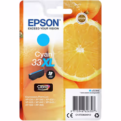 Epson 33XL Cyan Oranges High Yield, Genuine, Claria Premium Ink, Amazon Dash Replenishment Ready