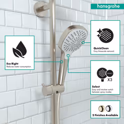 hansgrohe Croma Select E Low Flow 4-inch Handheld Shower Head Modern 3 SoftRain  IntenseRain  Pulsating Massage 04723820