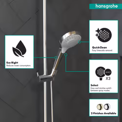 hansgrohe Croma Select S Low Flow 4-inch Handheld Shower Head Modern 3 SoftRain  IntenseRain  Pulsating Massage 04724400