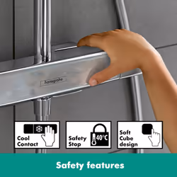 hansgrohe Croma E Showerpipe 280 EcoSmart Thermostatic Mixer Shower Chrome - Additional view 5
