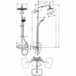 hansgrohe Croma E Showerpipe 280 EcoSmart Thermostatic Mixer Shower Chrome - Additional view 6