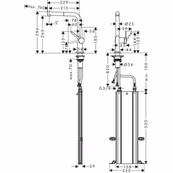 Hansgrohe Talis Kitchen Mixer Tap Single Lever Pull Spout sBox Stainless Steel - Additional view 11