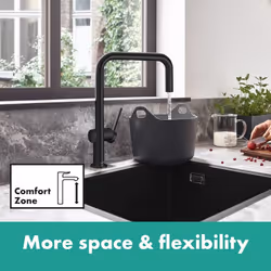 Hansgrohe Talis Kitchen Mixer Tap Single Lever Modern Round Black Swivel Spout