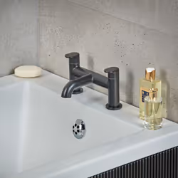 Hansgrohe Vernis Blend Bathroom Bath Mixer Tap Twin Lever Modern Curved Black