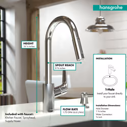 hansgrohe Focus Gold High Arc Kitchen Faucet  Kitchen Faucets with Pull Down Sprayer  Faucet for Kitchen Sink  Magnetic Docking Spray Head  Brushed Go