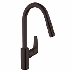 hansgrohe Focus Black High Arc Kitchen Faucet  Kitchen Faucets with Pull Down Sprayer  Faucet for Kitchen Sink  Magnetic Dock ...