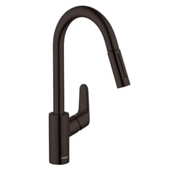 hansgrohe Focus Black High Arc Kitchen Faucet  Kitchen Faucets with Pull Down Sprayer  Faucet for Kitchen Sink  Magnetic Docking Spray Head  Matte Bla