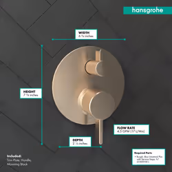 hansgrohe Ecostat Modern 2-Handle Pressure Balance Shower Valve Trim with Diverter in Brushed Bronze 04447140