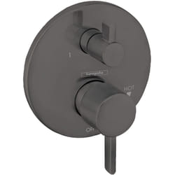 hansgrohe Ecostat Modern 2-Handle Pressure Balance Shower Valve Trim with Diverter in Brushed Black Chrome 04447340