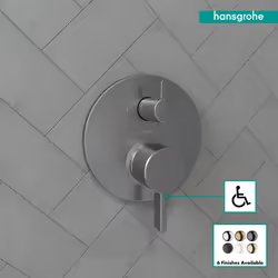 hansgrohe Ecostat Modern 2-Handle Pressure Balance Shower Valve Trim with Diverter in Brushed Black Chrome 04447340