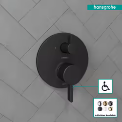 hansgrohe Ecostat Modern 2-Handle Pressure Balance Shower Valve Trim with Diverter in Matte Black  04447670