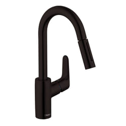 hansgrohe Focus Black Bar Kitchen Faucet  Kitchen Faucets with Pull Down Sprayer  Faucet for Kitchen Sink  Magnetic Docking Spray Head  Matte Black 04