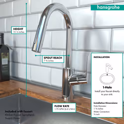 hansgrohe Focus Black Bar Kitchen Faucet  Kitchen Faucets with Pull Down Sprayer  Faucet for Kitchen Sink  Magnetic Docking Spray Head  Matte Black 04